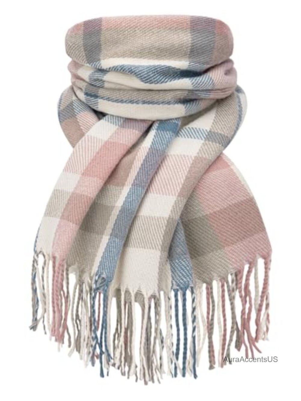 Women's Plaid Winter Scarf Shawl Wrap Cashmere Like Acrylic 79 Inch Long